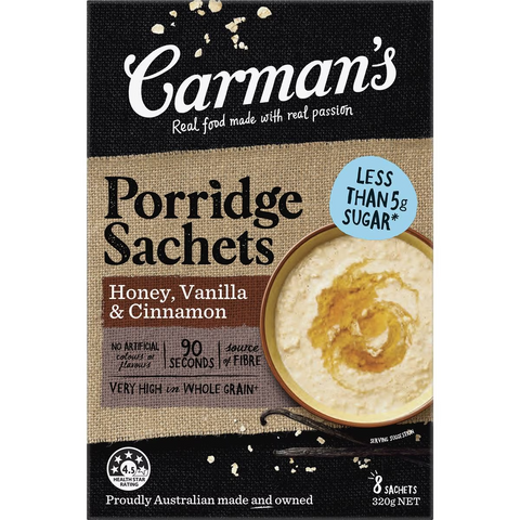 Carman's Honey, Vanilla & Cinnamon Gourmet Porridge Sachets 320g