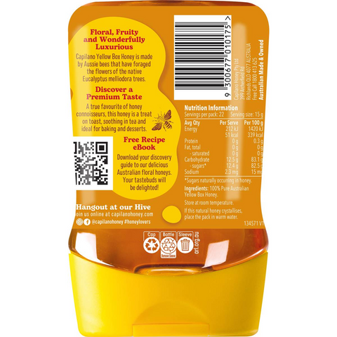 Capilano 100% Pure Australian Honey Yellow Box Squeeze 340g
