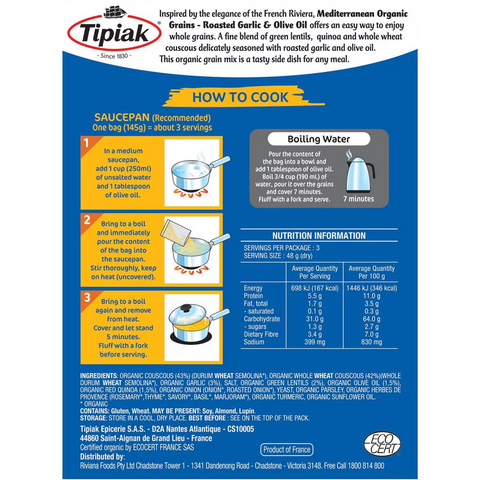 Tipiak Mediterranean Grains Garlic Cous Cous 145g