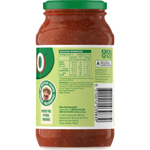 Dolmio Classic Tomato With Basil Pasta Sauce 500g