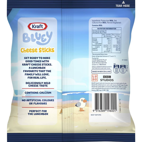 Kraft Bluey Mild Cheese Sticks 10 Pack