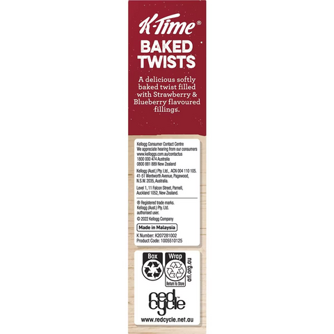 Kellogg's K-time Baked Twists Strawberry & Blueberry Flavour Snack Bars 5 Pack