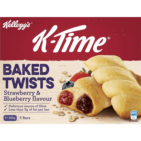 Kellogg's K-time Baked Twists Strawberry & Blueberry Flavour Snack Bars 5 Pack