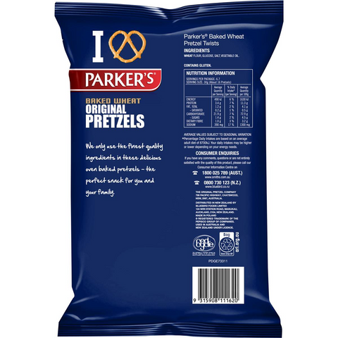 Parker's Oven Baked Wheat Pretzel Twists Share Pack 200g