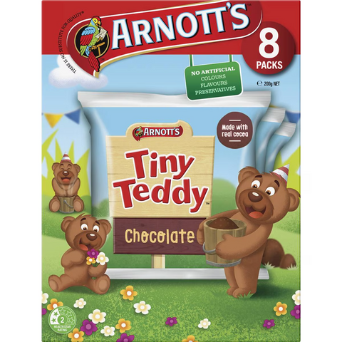 Arnott's Tiny Teddy Chocolate Multipack Biscuits 8 Pack