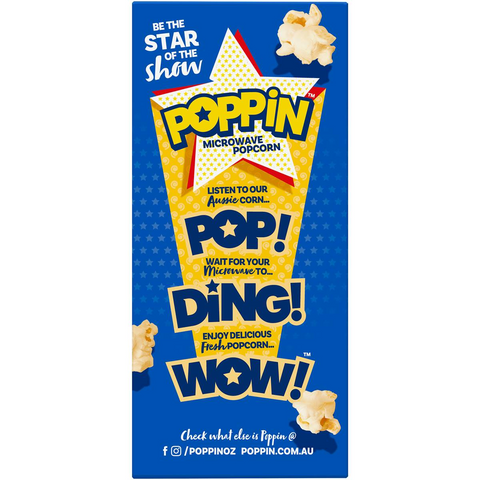 Poppin Microwave Popcorn Butter Flavour 100g X4 Pack