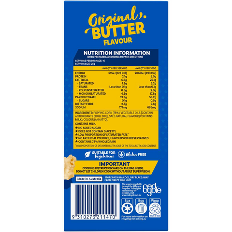 Poppin Microwave Popcorn Butter Flavour 100g X4 Pack