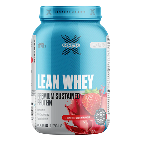 Genetix Nutrition Lean Whey Premium Sustained Protein Strawberry Delight 1kg