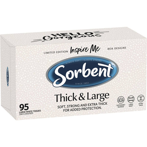 Sorbent Facial Tissues Thick & Large White 95 Pack