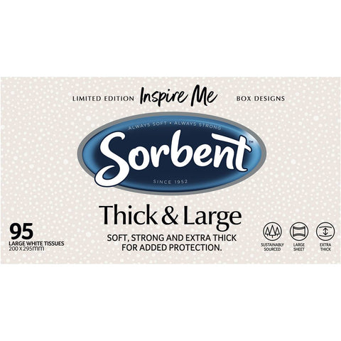 Sorbent Facial Tissues Thick & Large White 95 Pack