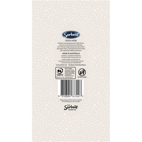 Sorbent Facial Tissues Thick & Large White 95 Pack