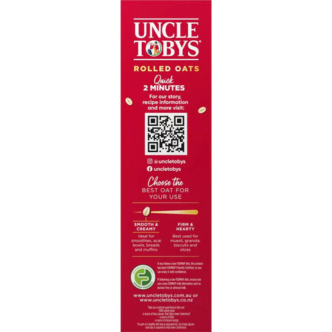 Uncle Tobys Oats Quick Rolled Oats Porridge 1kg