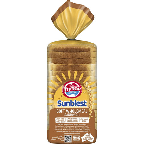 Tip Top Sunblest Soft Wholemeal Sandwich Slice Bread Loaf 650g