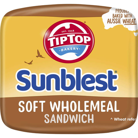 Tip Top Sunblest Soft Wholemeal Sandwich Slice Bread Loaf 650g