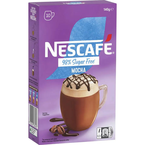 Nescafe 98% Sugar Free Mocha Coffee Sachets 10 Pack