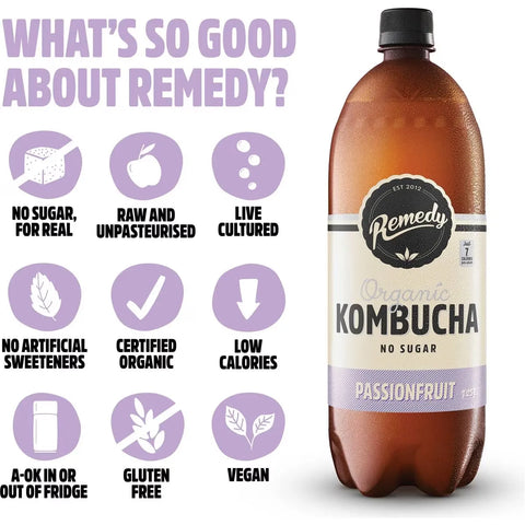 Remedy Organic Kombucha Passionfruit 1.25l