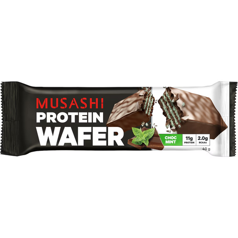 Musashi Wafer Protein Bar Chocolate Mint, Naturally Occuring Bcaas 40g