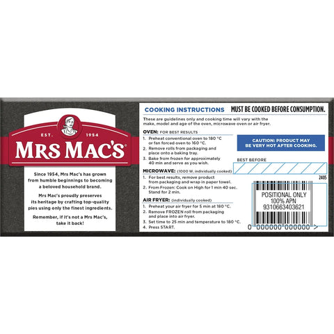 Mrs Mac's Giant Sausage Rolls 4 Pack 700g