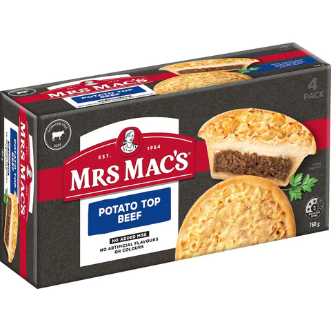 Mrs Mac's Potato Top Beef Pies 4 Pack 760g