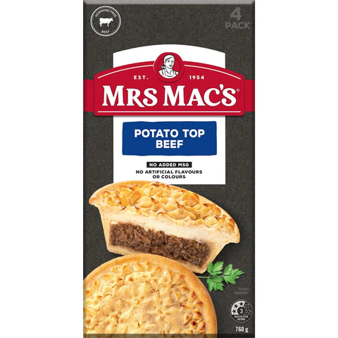 Mrs Mac's Potato Top Beef Pies 4 Pack 760g