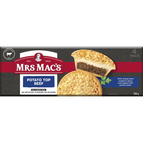 Mrs Mac's Potato Top Beef Pies 4 Pack 760g