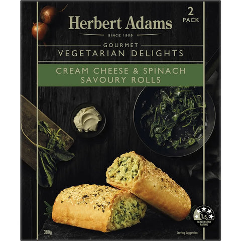 Herbert Adams Cream Cheese & Spinach Savoury Rolls 2 Pack