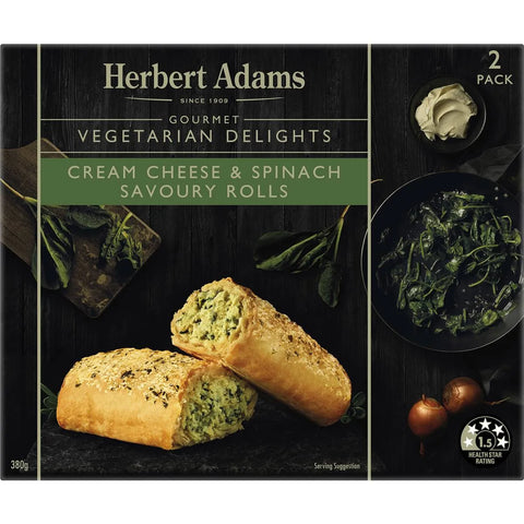 Herbert Adams Cream Cheese & Spinach Savoury Rolls 2 Pack