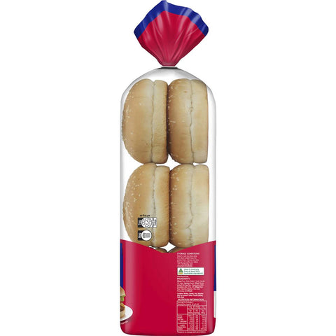 Tip Top White Bread Rolls Hamburger Buns 6 Pack