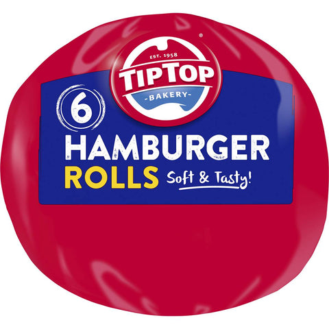 Tip Top White Bread Rolls Hamburger Buns 6 Pack