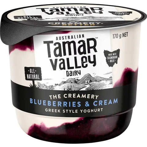 Tamar Valley The Creamery Greek Style Yoghurt Blueberries & Cream 170g