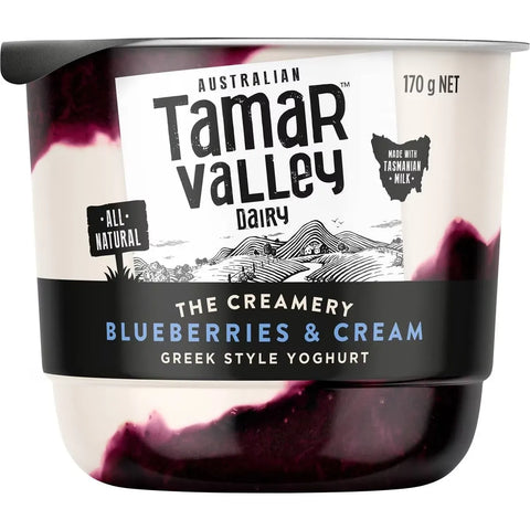 Tamar Valley The Creamery Greek Style Yoghurt Blueberries & Cream 170g