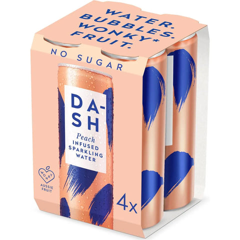 Dash Water Peach Infused Sparkling Water 300ml X4