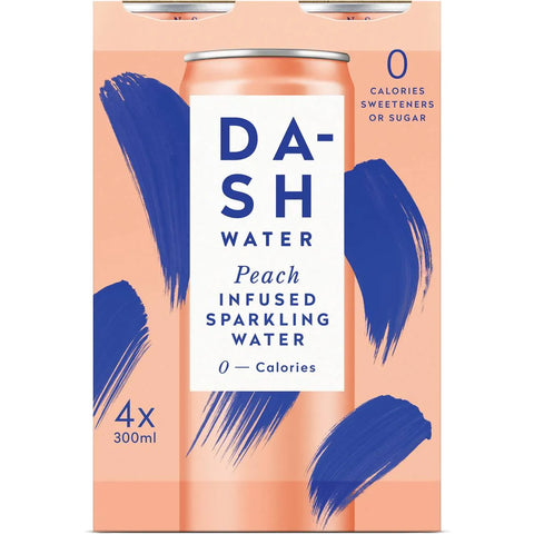 Dash Water Peach Infused Sparkling Water 300ml X4