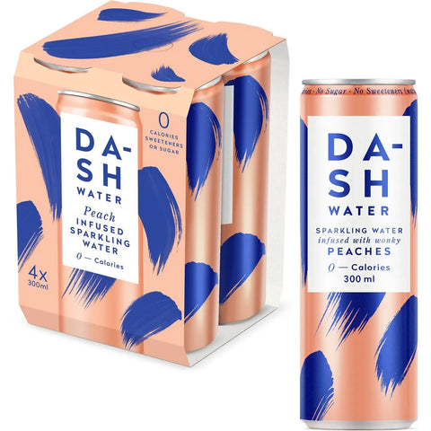 Dash Water Peach Infused Sparkling Water 300ml X4