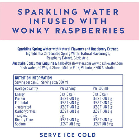 Dash Water Raspberry Infused Sparkling Water 300ml X4