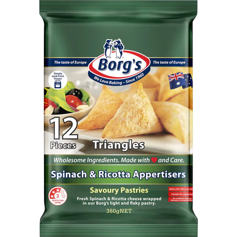 Borg's Pastizzis Triangles Spinach & Ricotta 360g