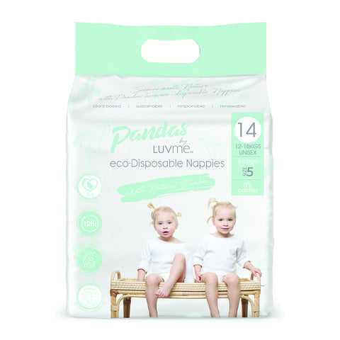 Pandas by Luvme ECO Disposable Nappies Xlarge (12-18kg)14 Pk