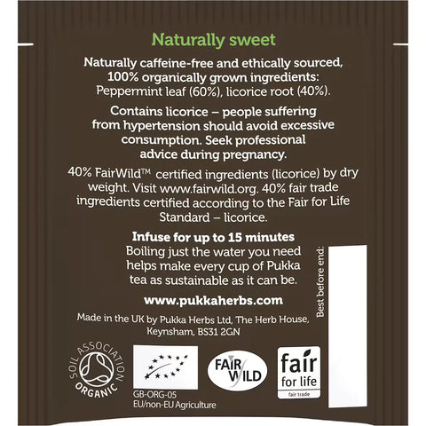 Pukka Peppermint & Licorice Organic Herbal Tea Sachets 20 Pack