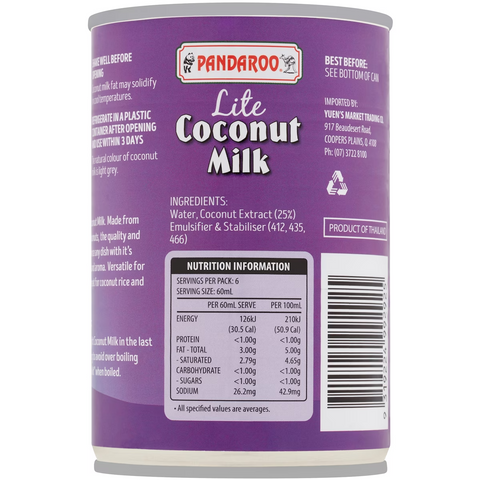 Pandaroo Lite Coconut Milk 400ml