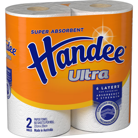 Handee Ultra Paper Towel White 120 Sheets 2 Pack