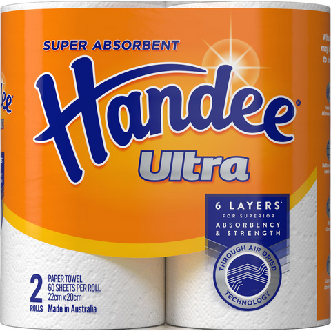 Handee Ultra Paper Towel White 120 Sheets 2 Pack