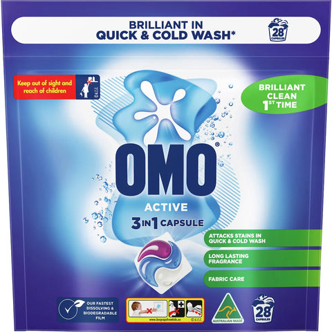 OMO Active Laundry Capsules 3-In-1 28 pack