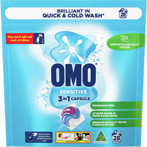 OMO Sensitive Laundry Capsules 3-In-1 28 pack