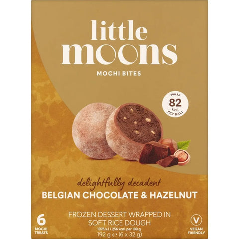 Little Moons Belgian Chocolate & Hazelnut Frozen Mochi Bites 6 Pack