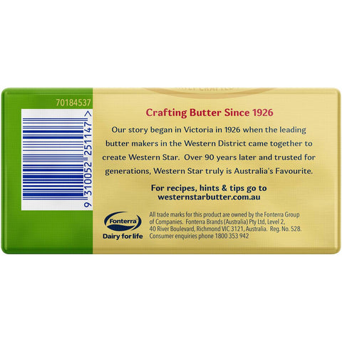 Western Star Chef's Choice Unsalted Butter 250g