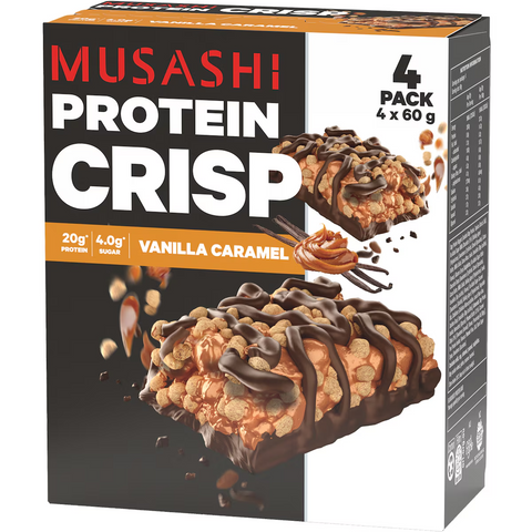 Musashi Vanilla Caramel Crisp Protein Bars, 4pk, 240g