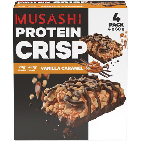 Musashi Vanilla Caramel Crisp Protein Bars, 4pk, 240g