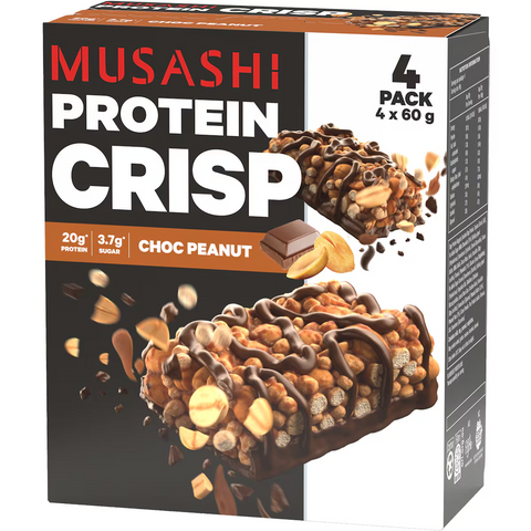 Musashi Chocolate Peanut Crisp Protein Bar, 4pk, 240g