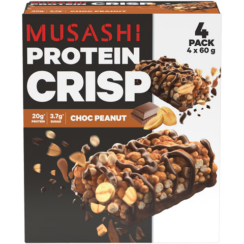 Musashi Chocolate Peanut Crisp Protein Bar, 4pk, 240g