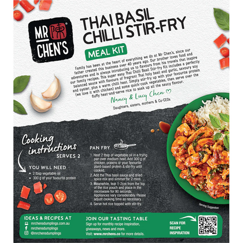 Mr Chen's Meal Kit Thai Basil Chilli Stir-fry With Rice 376g